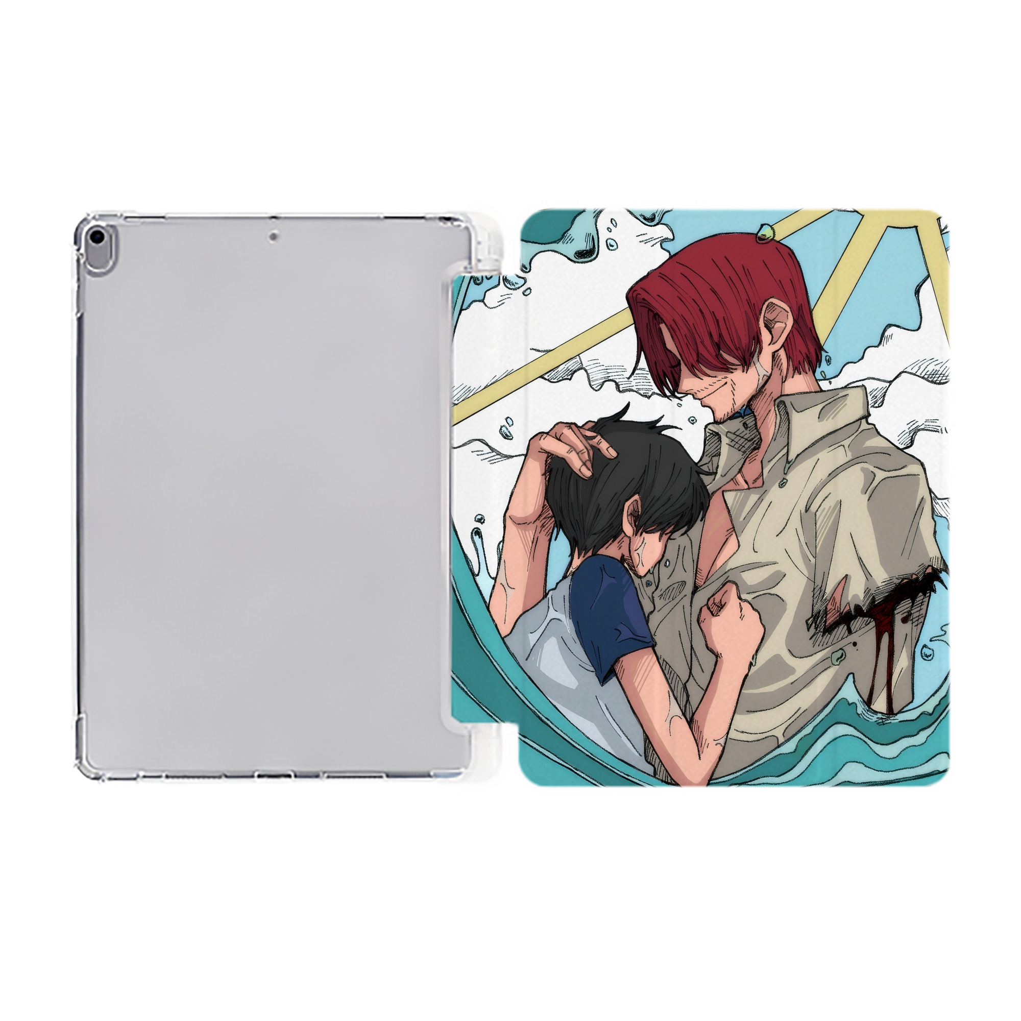 ワンピース ONE PIECE IPad ケース ペン収納付き 三つ折りスタンド PUレザー×シリコン 対応機種9.5/10.5/10.9インチ